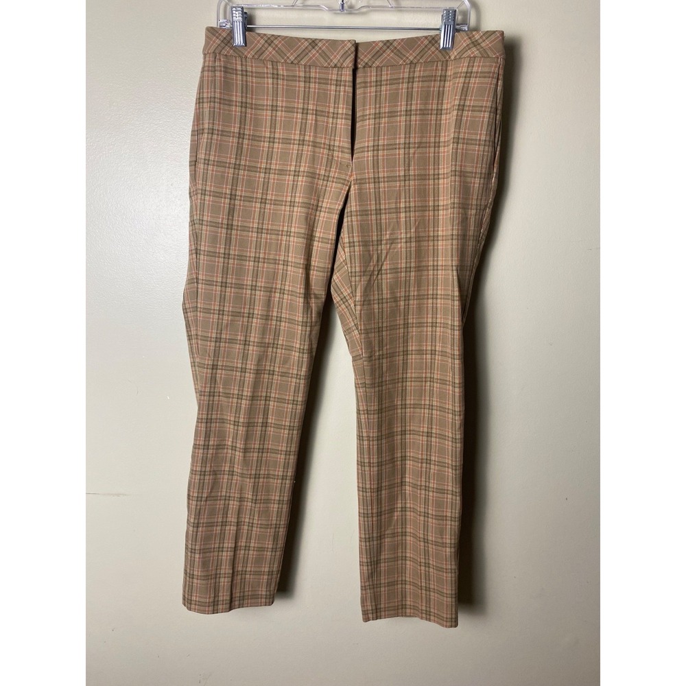 J. Jill Premium Bi-Stretch Pants Womens Size 10 Plaid Brown Slim Fit
